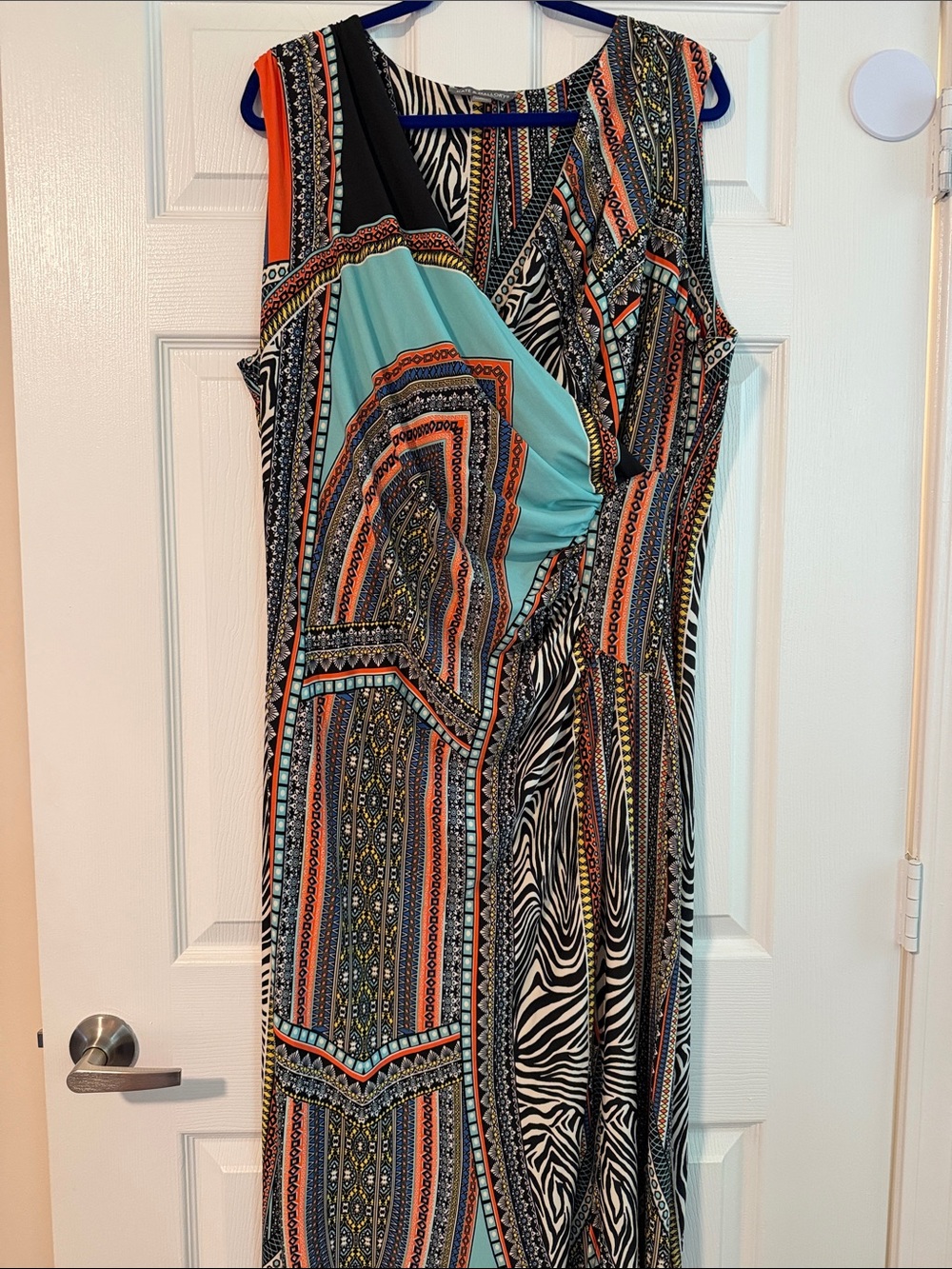 Kate & Mallory Multicolor Sleeveless Maxi Dress - Turquoise, Orange & Black 1x
